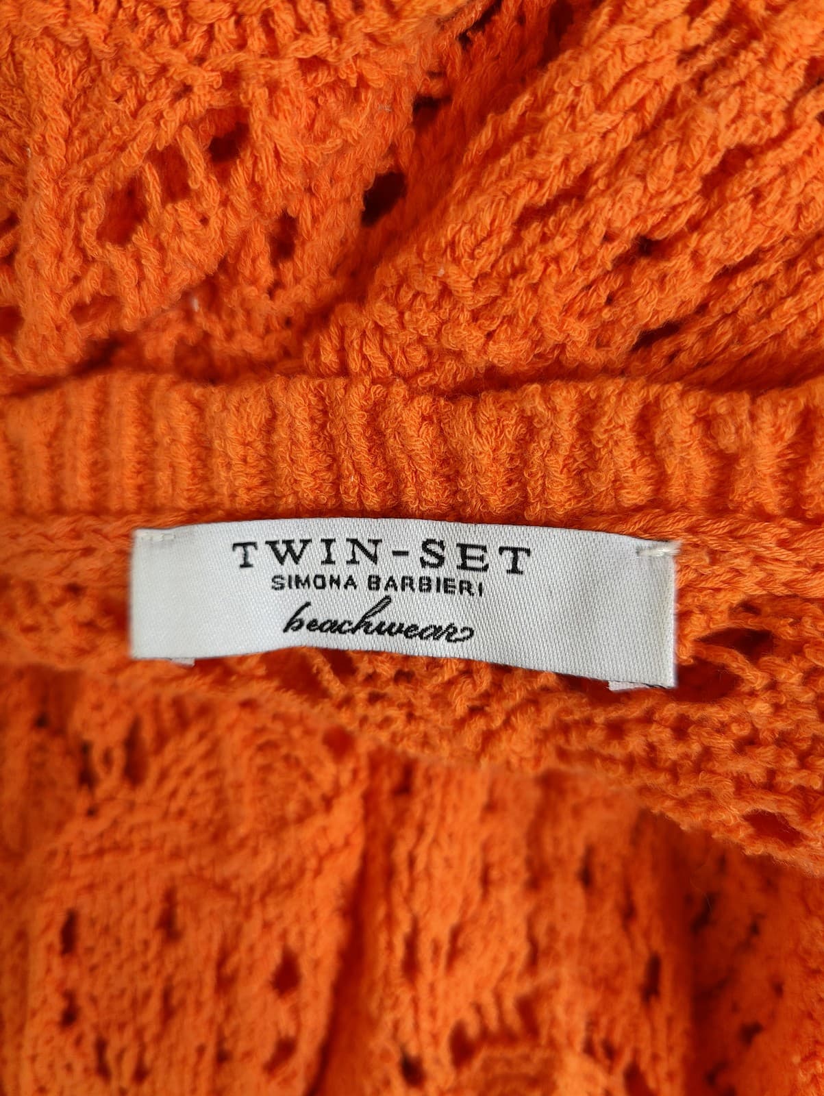 Robe Twinset orange en maille ajourée à franges – Taille S — photo 3