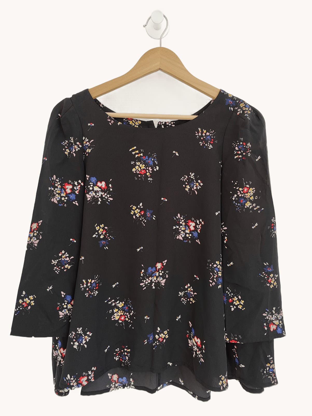 Blouse Claudie Pierlot fleurie noire – Taille 1 — photo 1