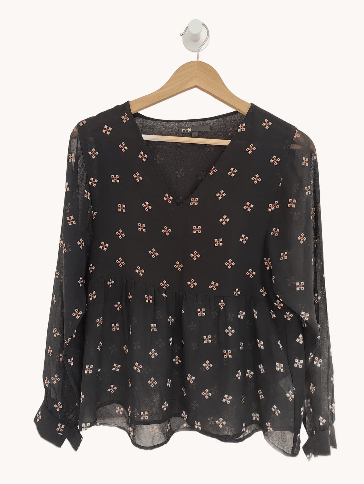 Blouse noire à motif géométrique Maje – Taille 1 — photo 1
