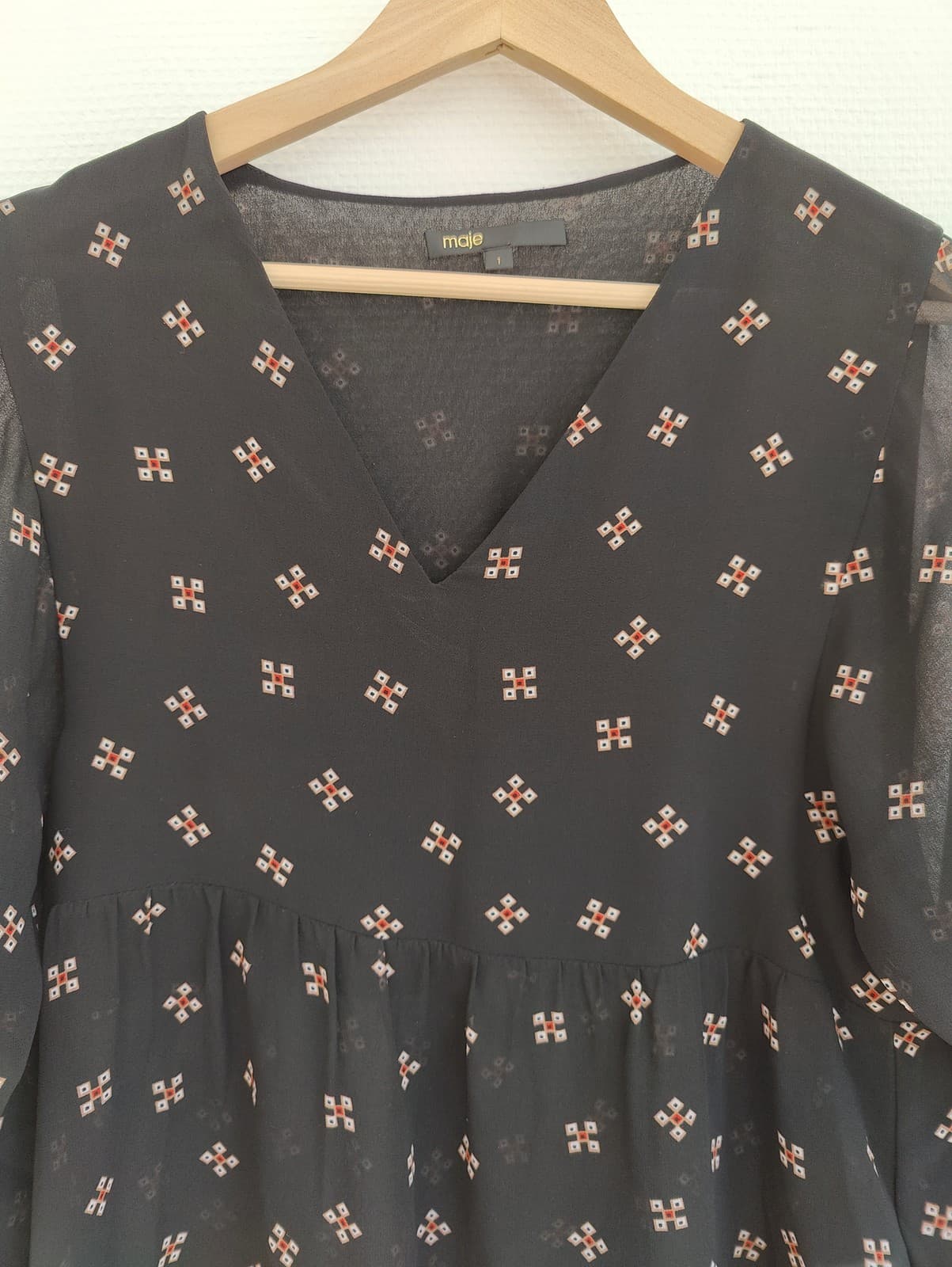Blouse noire à motif géométrique Maje – Taille 1 — photo 2