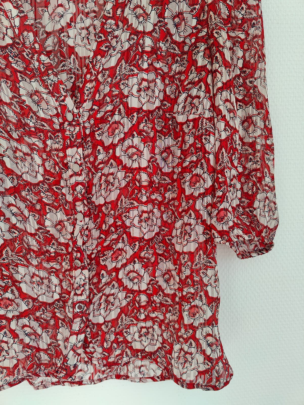 Blouse Morgan fleurie rouge et blanche – Taille XS — photo 3