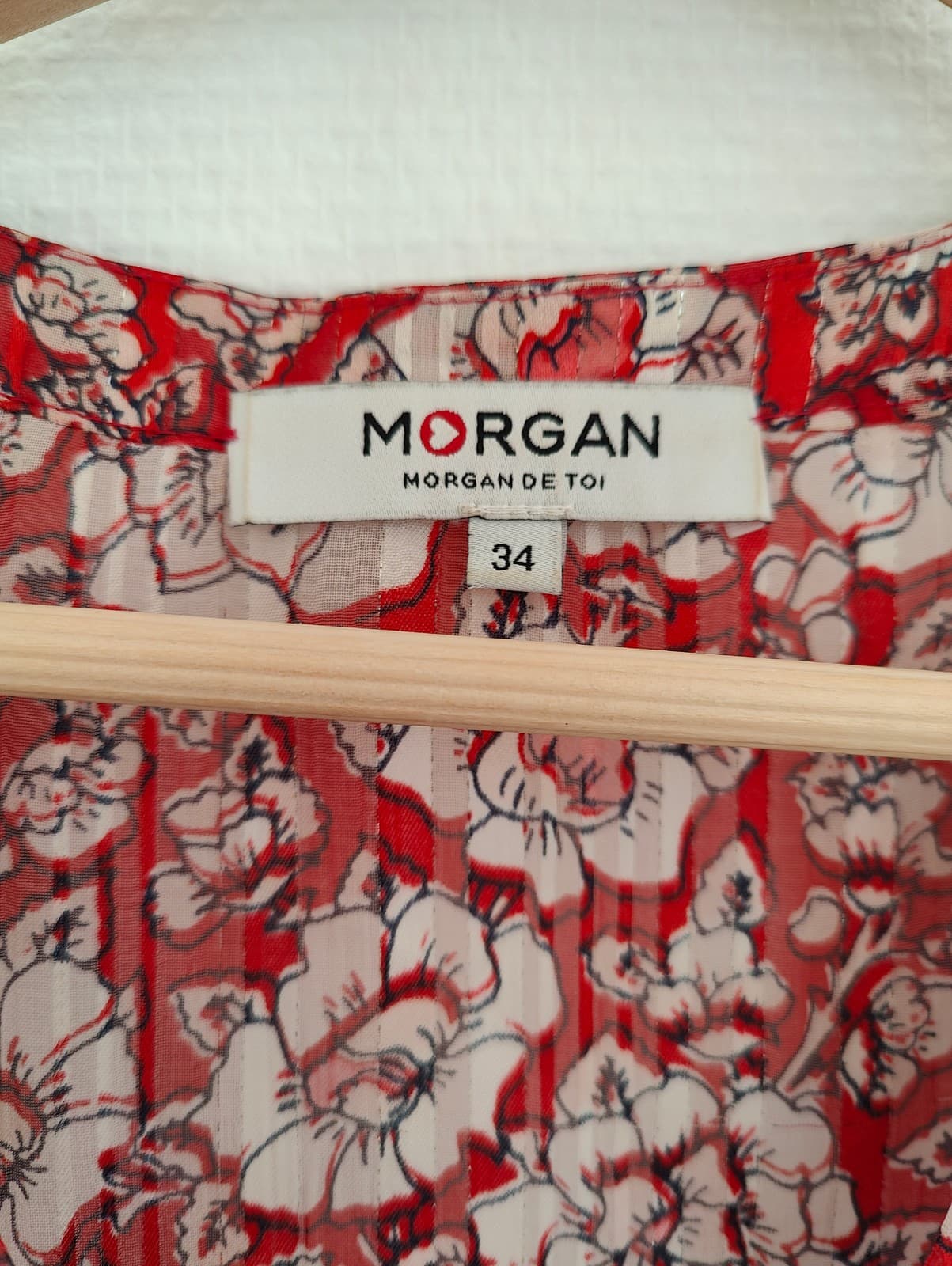 Blouse Morgan fleurie rouge et blanche – Taille XS — photo 4