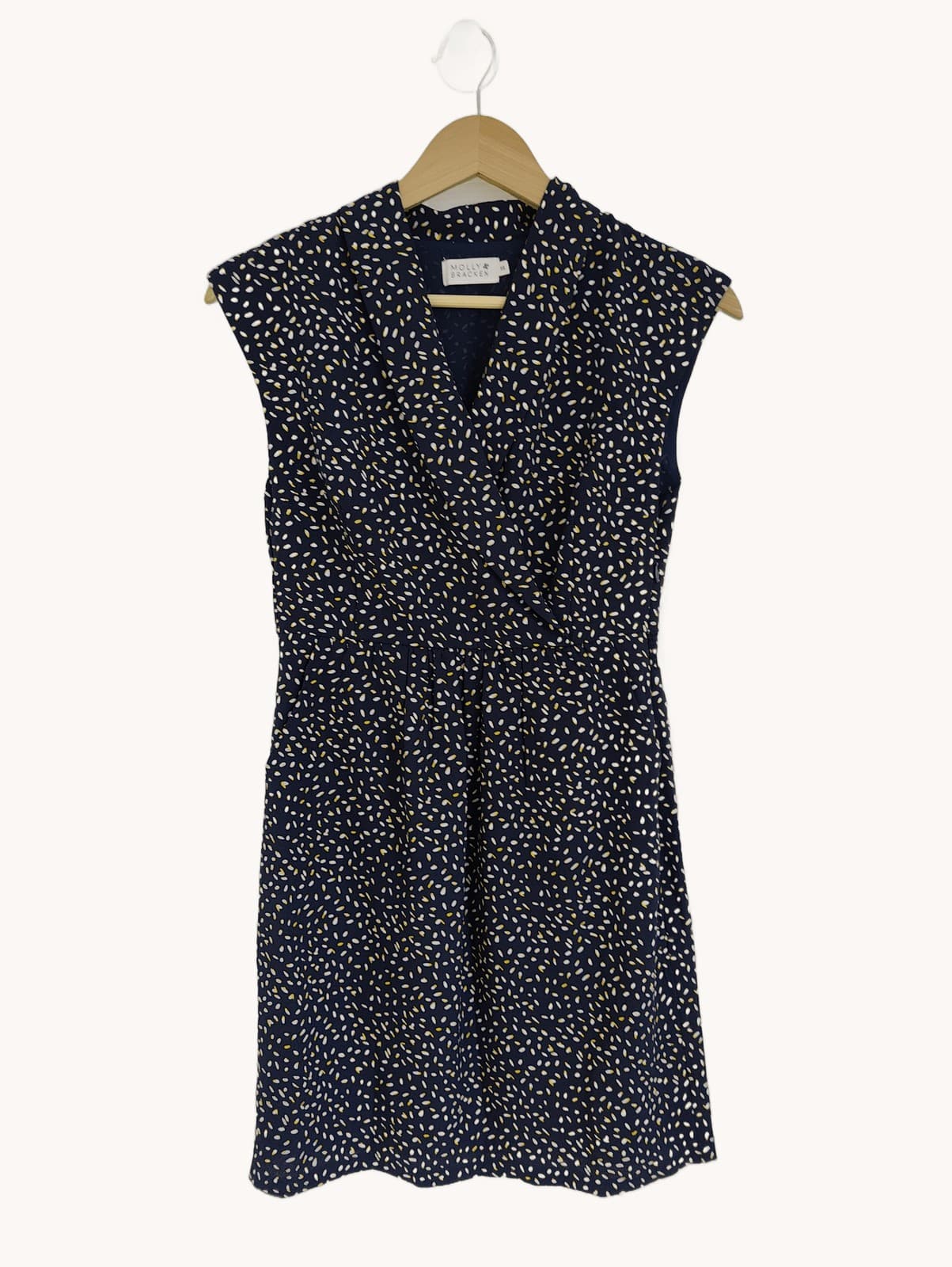 Robe cache-cœur à pois bleu marine Molly Bracken – Taille XS — photo 1