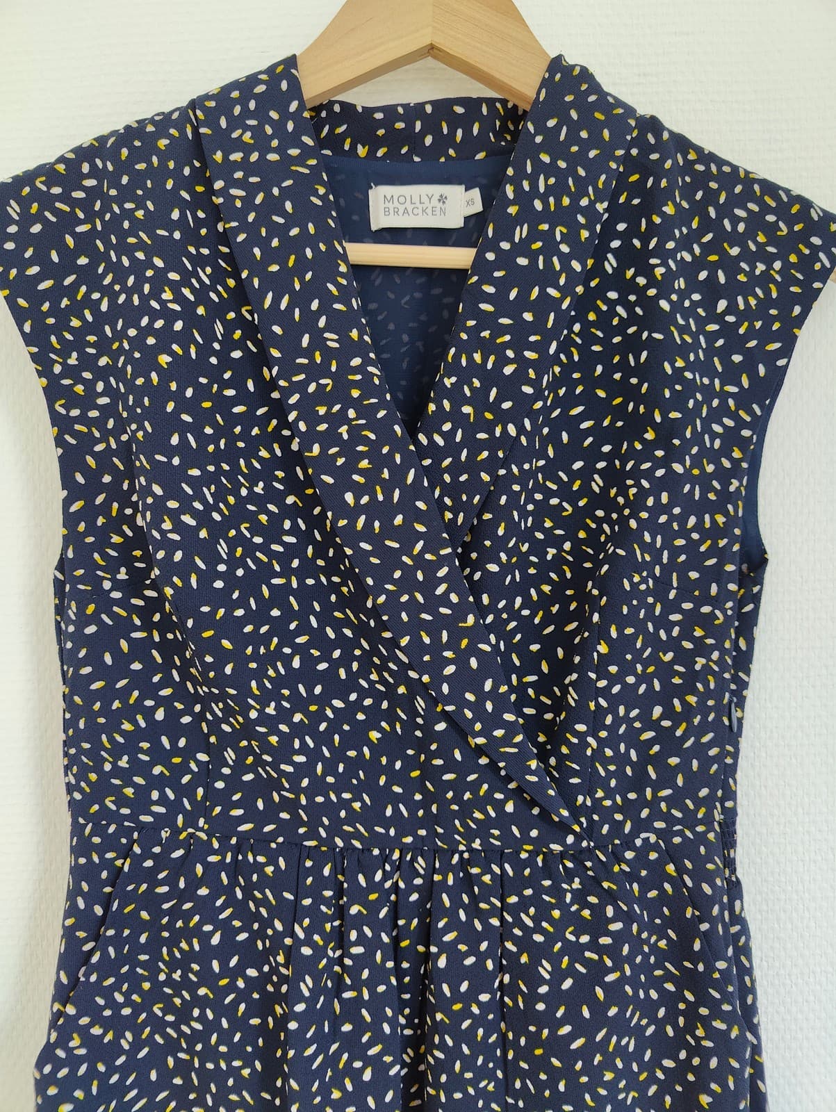 Robe cache-cœur à pois bleu marine Molly Bracken – Taille XS — photo 2