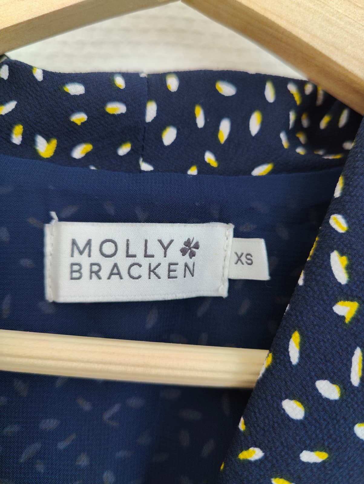 Robe cache-cœur à pois bleu marine Molly Bracken – Taille XS — photo 4