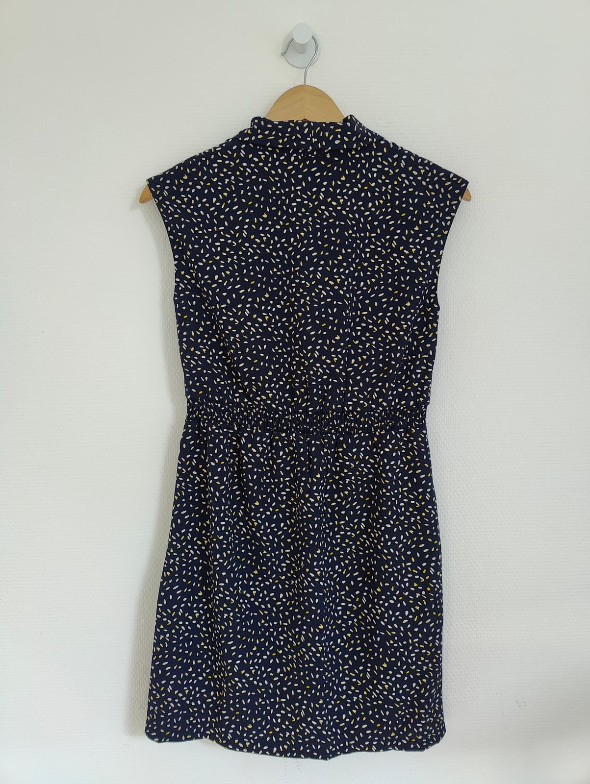 Robe cache-cœur à pois bleu marine Molly Bracken – Taille XS — photo 5