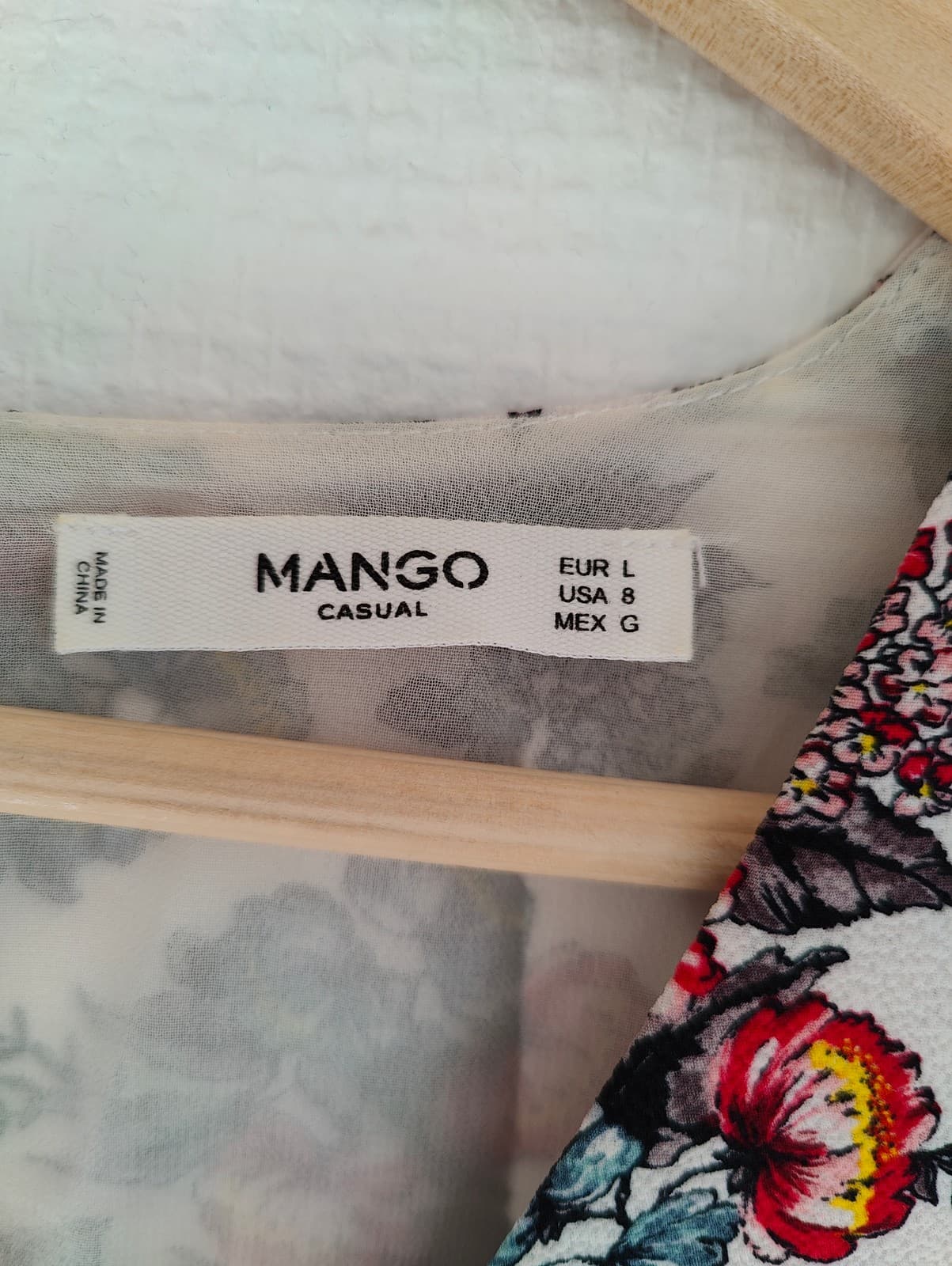 Robe courte fleurie à laçage écrue Mango – Taille L — photo 4