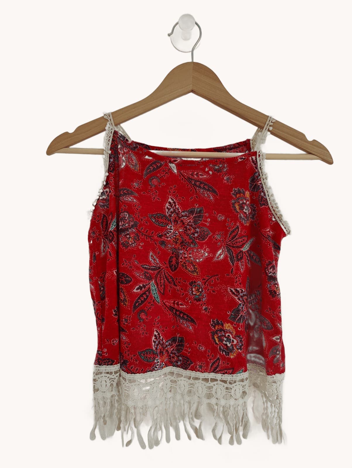 Top boho vermelho com padrão paisley Springfield – Tamanho M