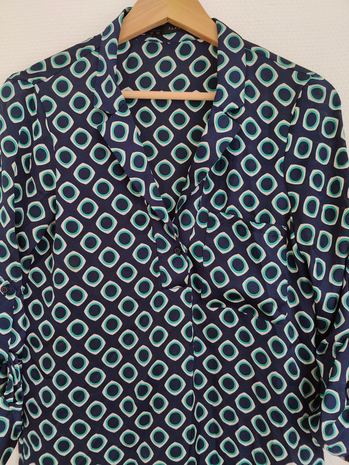 Robe à imprimé géométrique bleu marine et turquoise Zara – Taille XS — photo 2