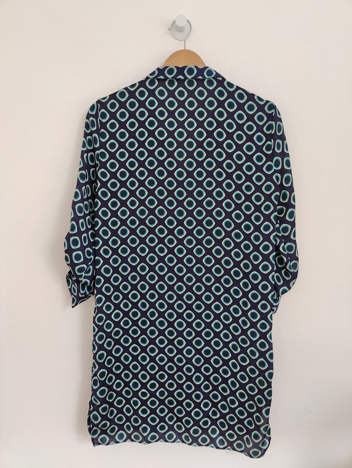 Robe à imprimé géométrique bleu marine et turquoise Zara – Taille XS — photo 3