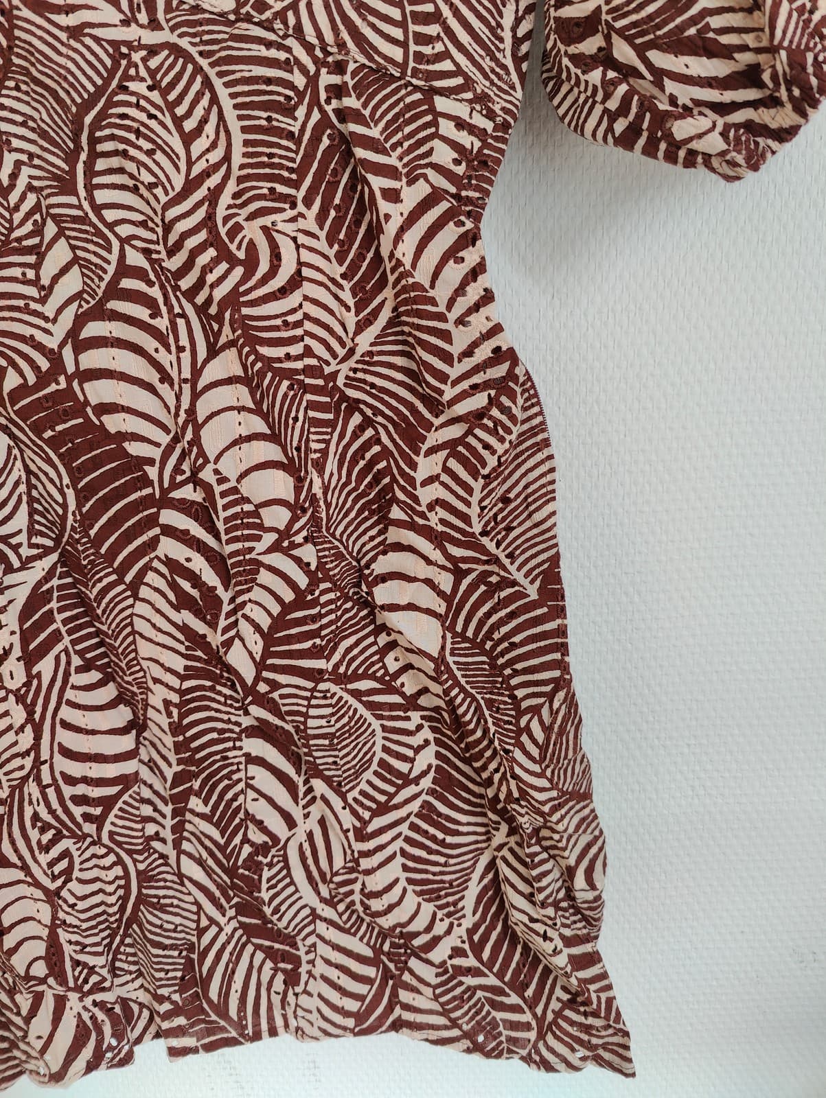 Robe courte imprimé feuillage à col bardot Mango – Taille S — photo 3