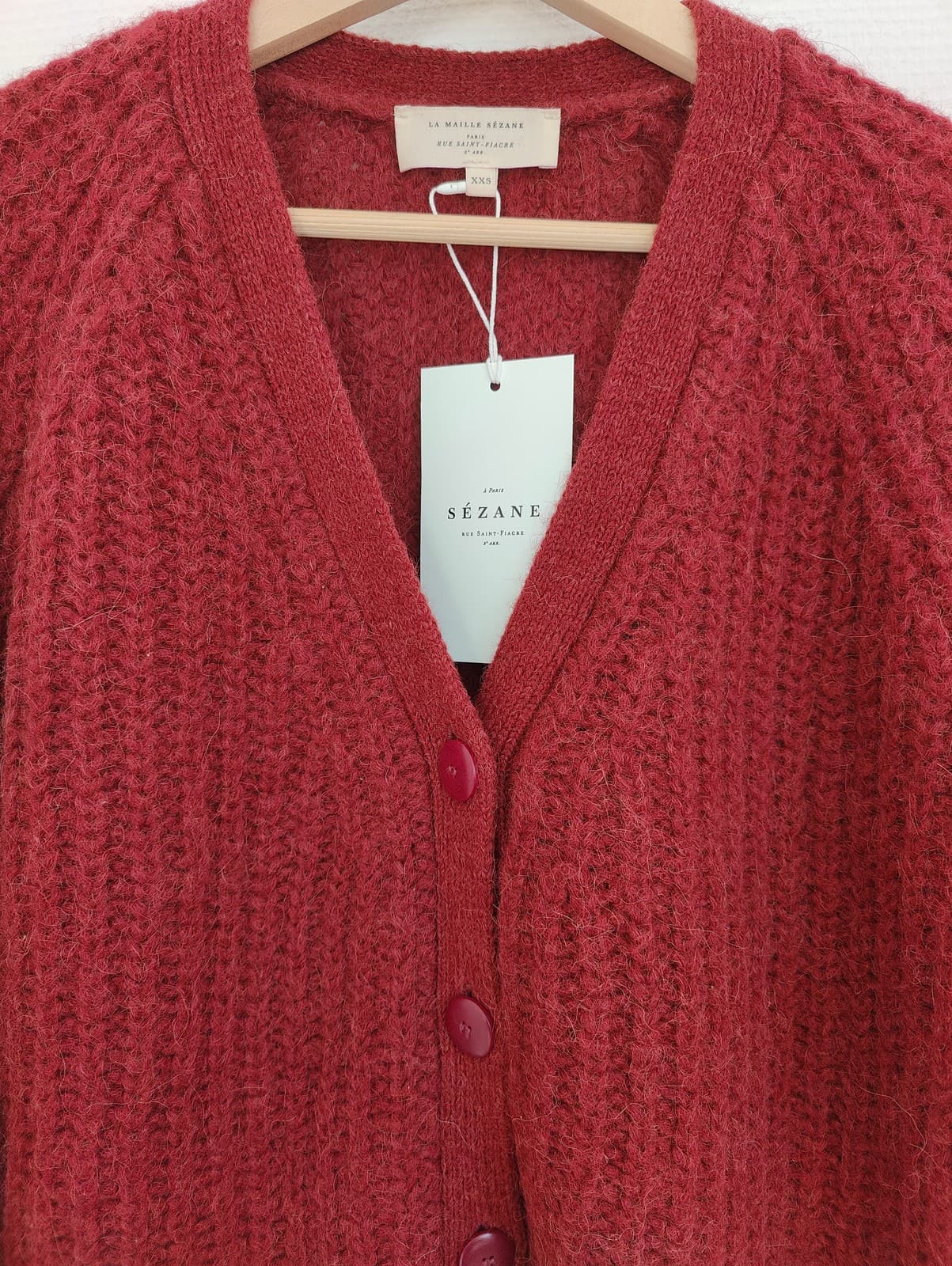 Gilet en maille alpaga bordeaux Sézane – Taille XXS — photo 2