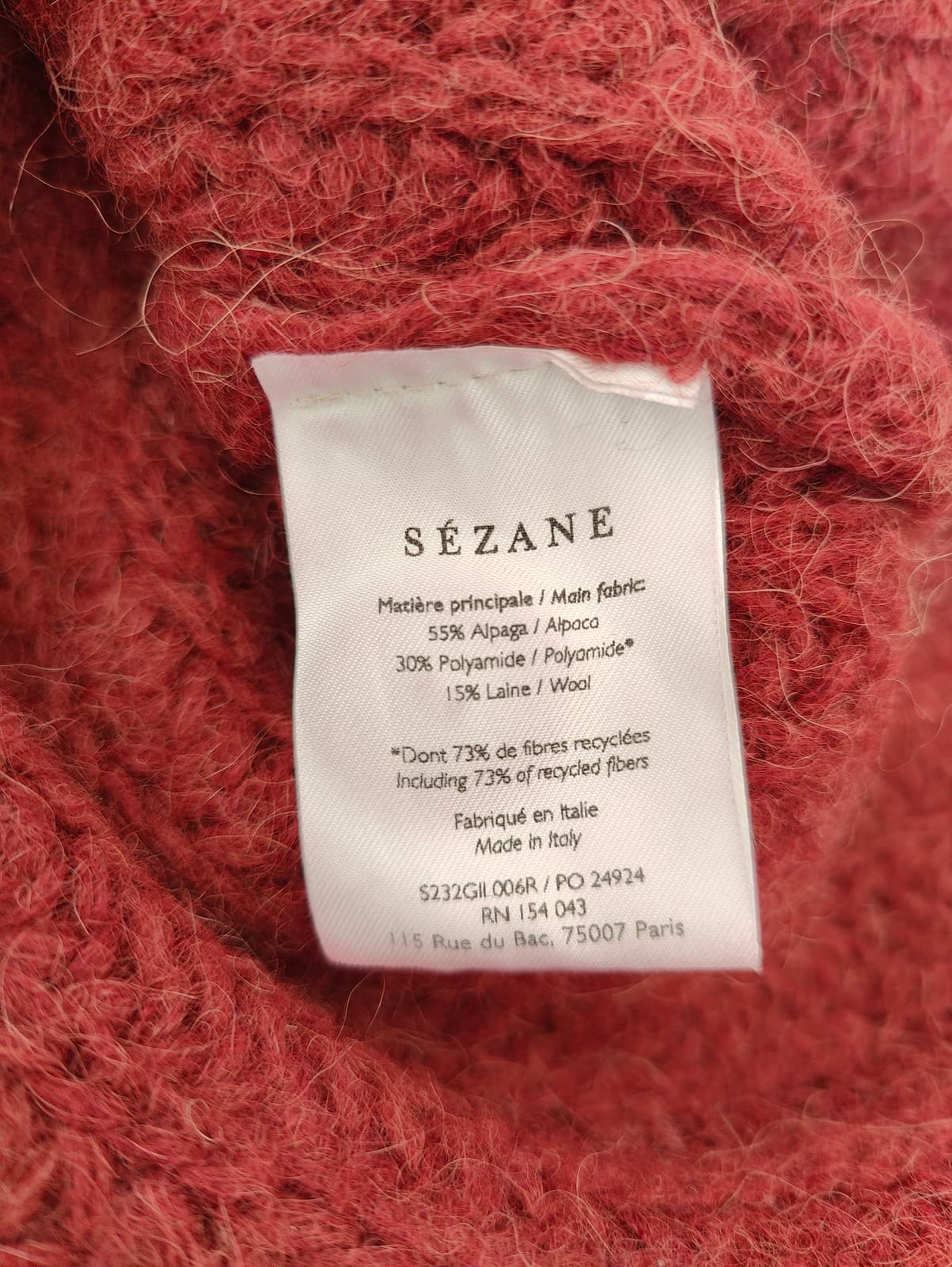 Gilet en maille alpaga bordeaux Sézane – Taille XXS — photo 6
