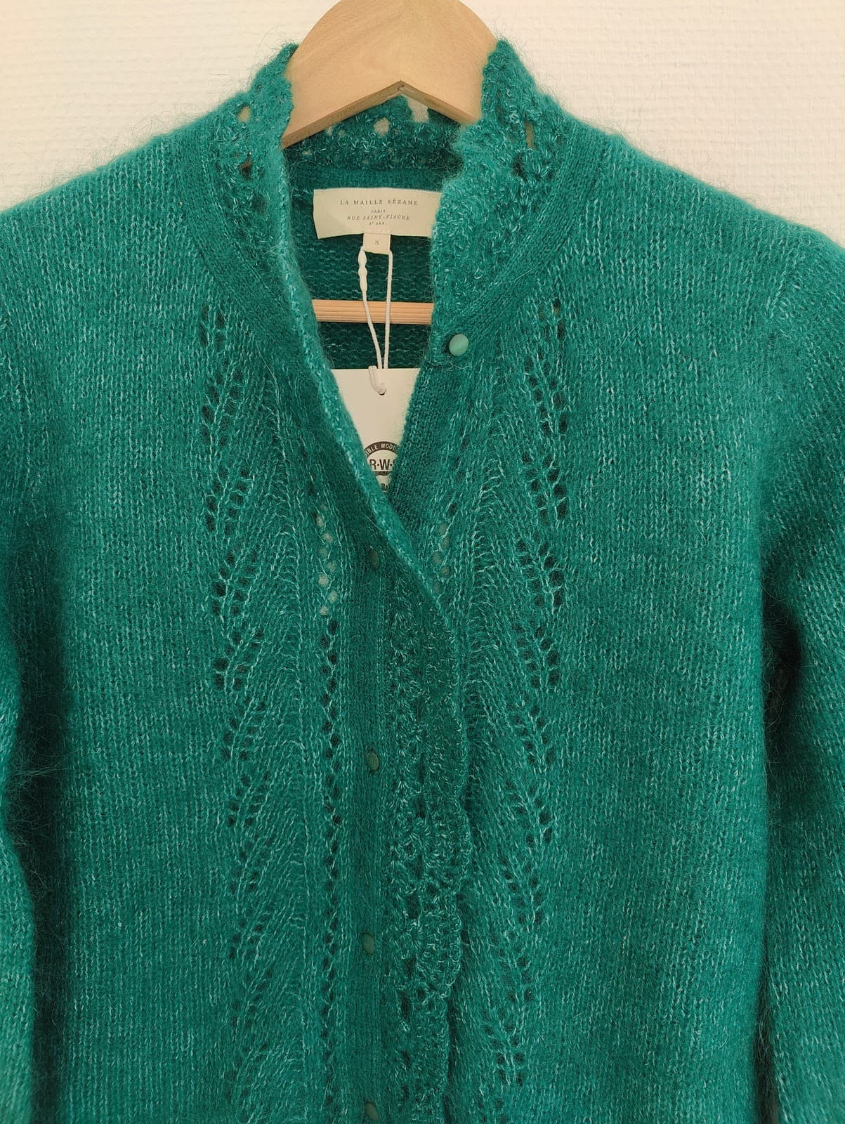 Gilet en mohair vert à col montant Sézane – Taille S — photo 2