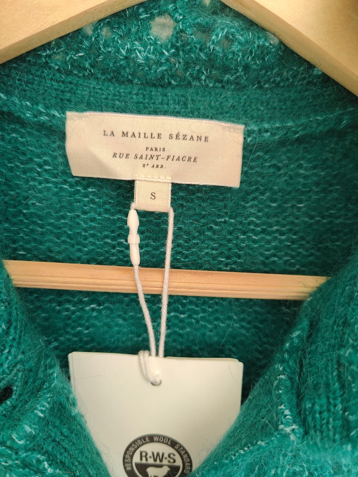 Gilet en mohair vert à col montant Sézane – Taille S — photo 5