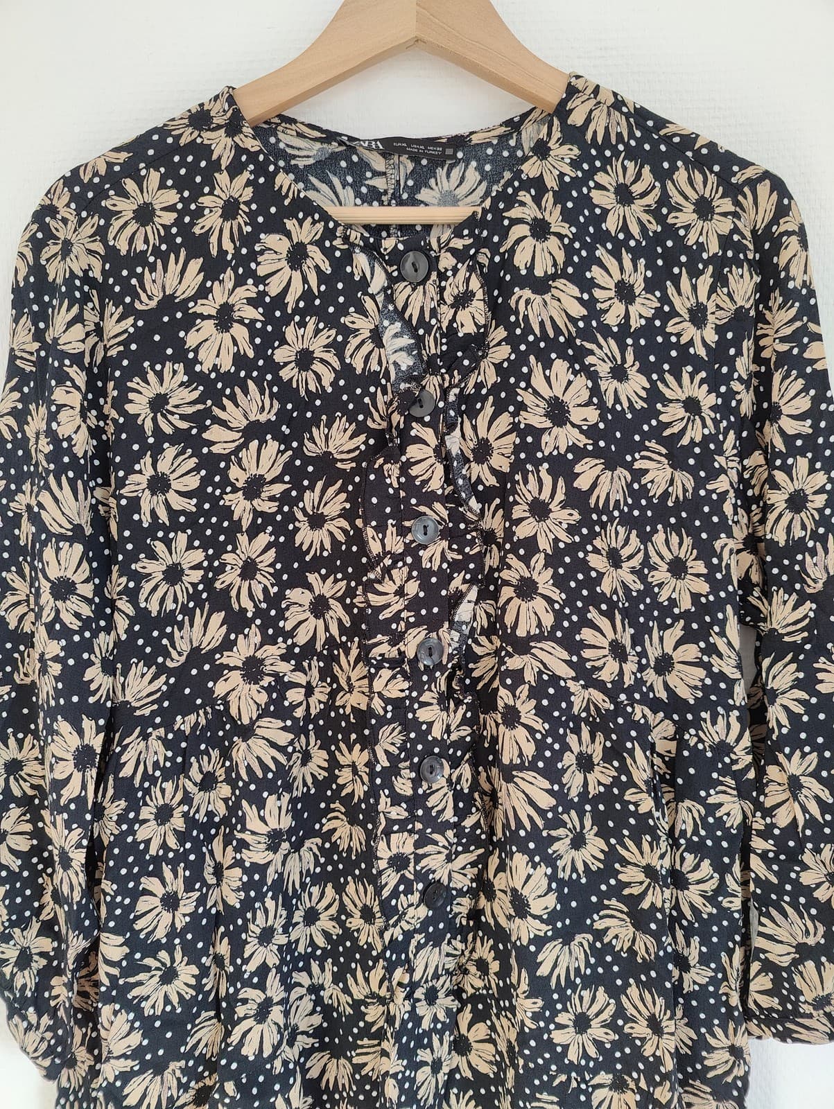Robe à marguerites noir et beige Zara – Taille XL — photo 2