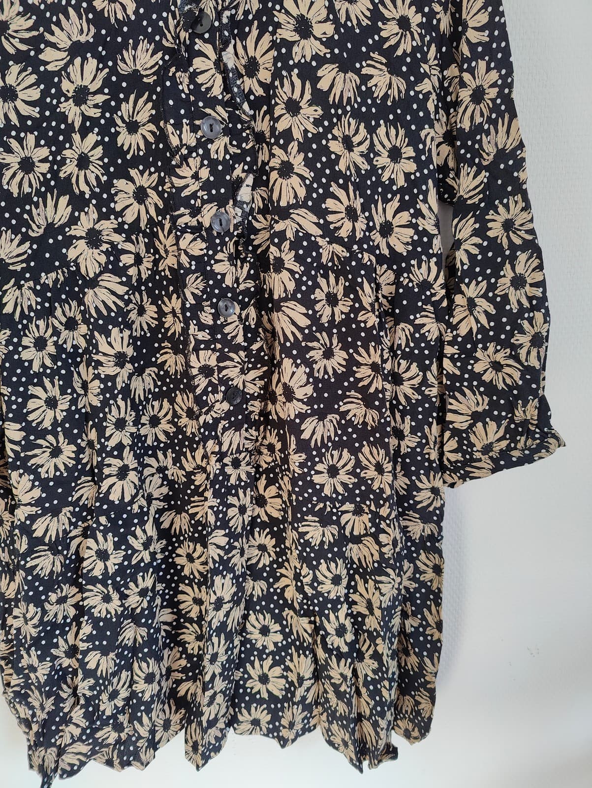Robe à marguerites noir et beige Zara – Taille XL — photo 3