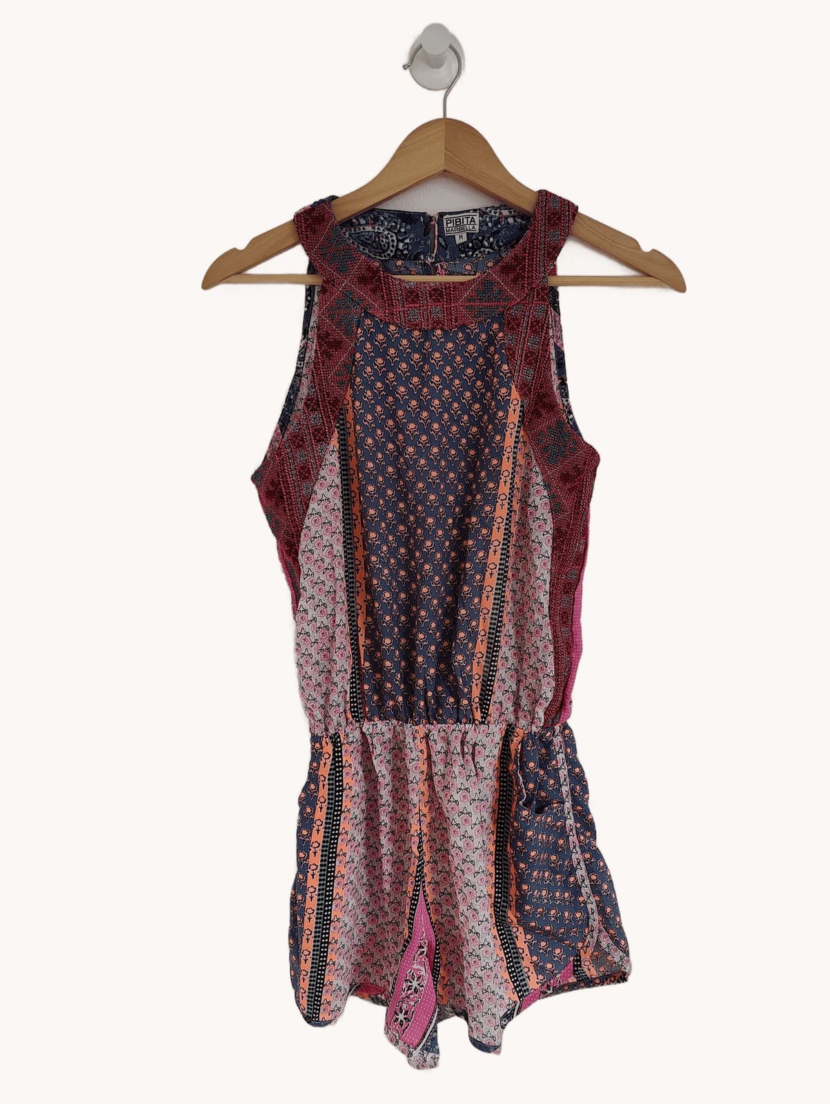 Bohemian floral patchwork jumpsuit — sleeveless