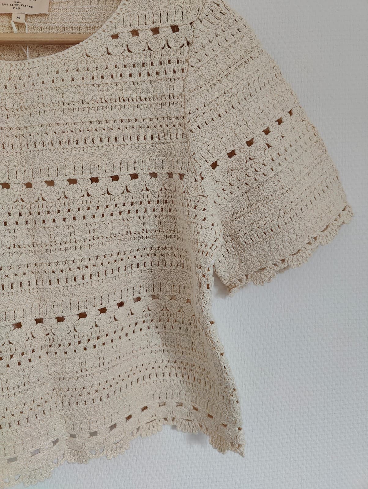 Top court en crochet écru Sézane – Taille M — photo 3