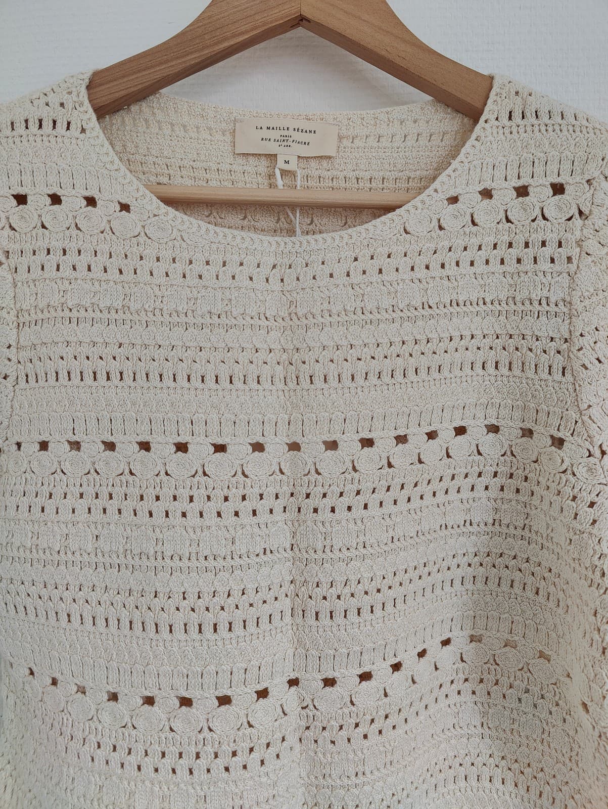 Top court en crochet écru Sézane – Taille M — photo 2