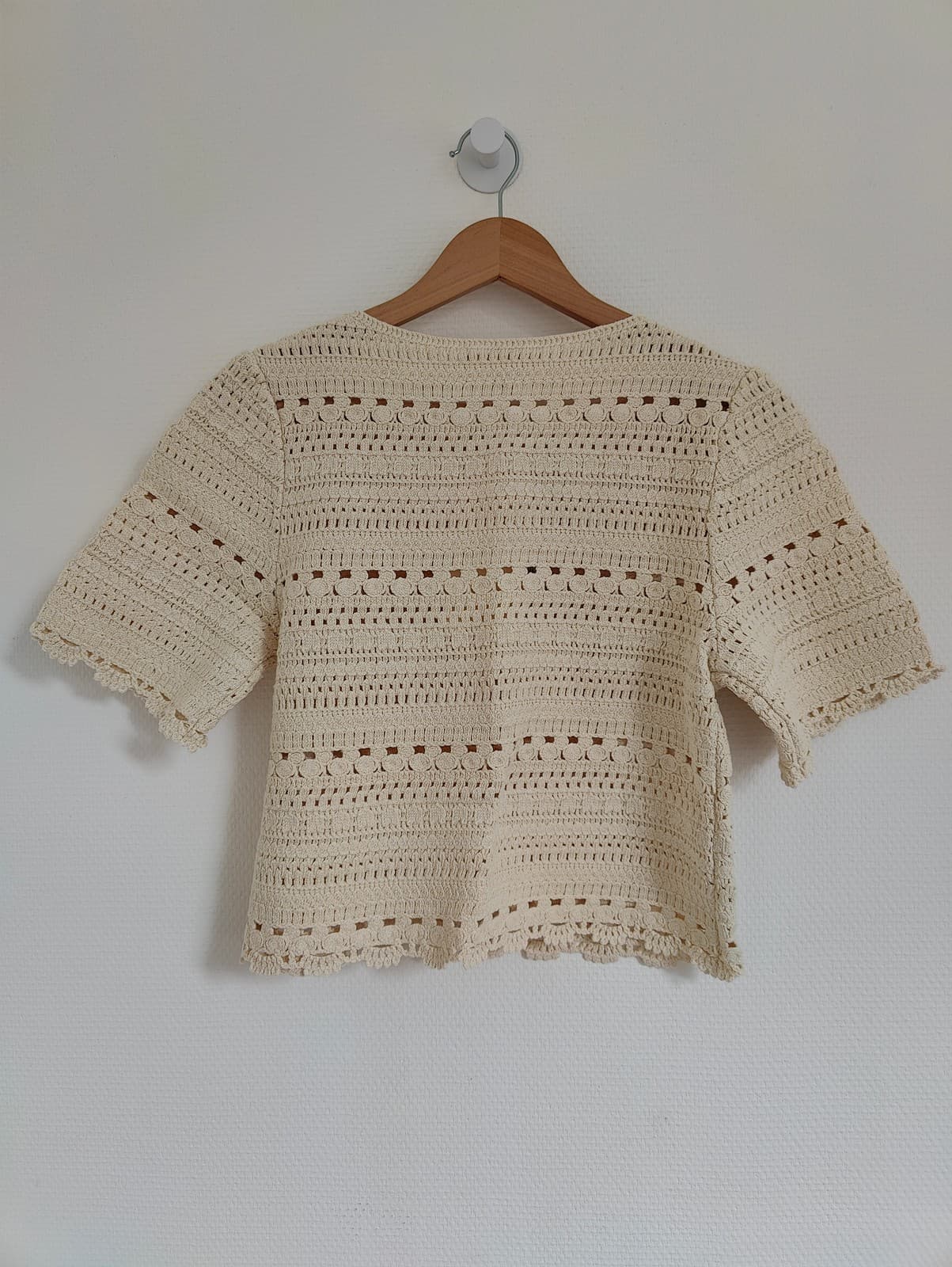 Top court en crochet écru Sézane – Taille M — photo 4