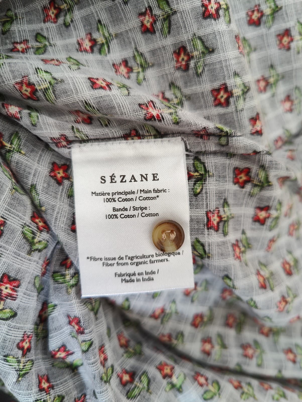 Blouse bleu marine à petites fleurs rouges Sézane – Taille S — photo 5