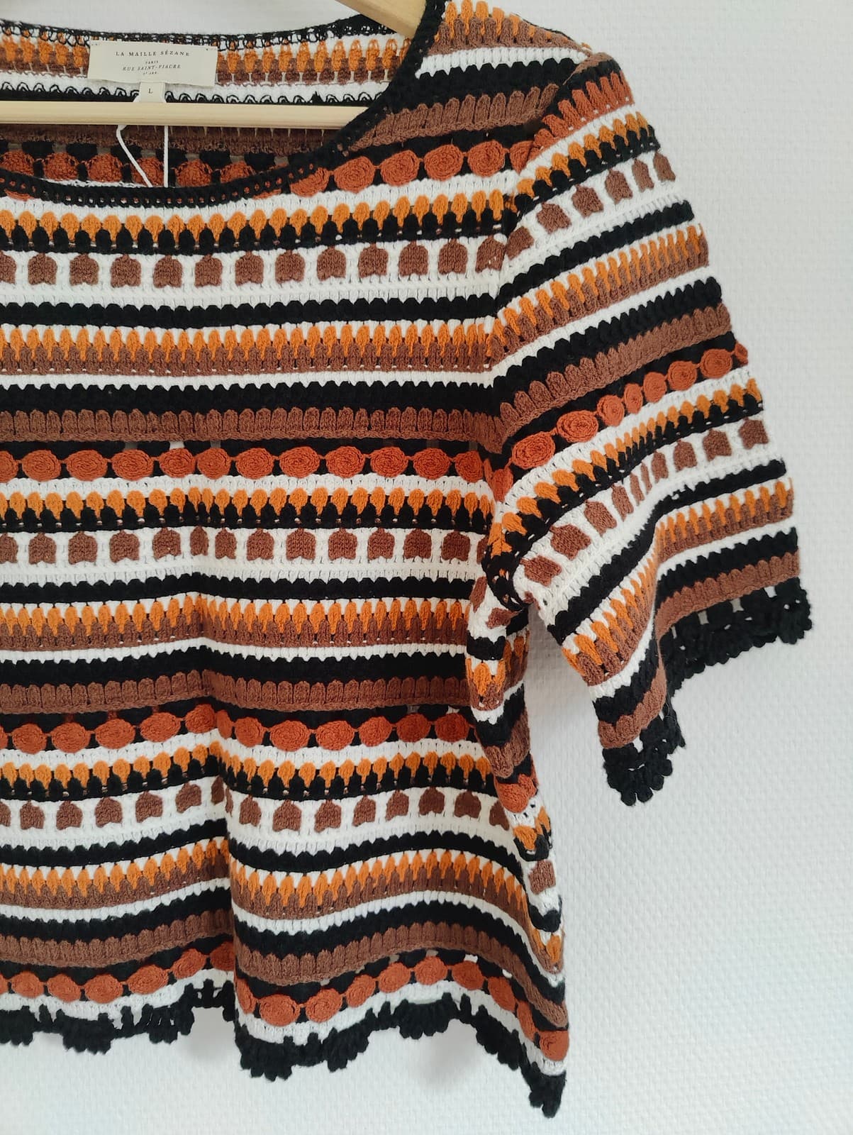 Top court en crochet rayé terracotta Sézane – Taille L — photo 2