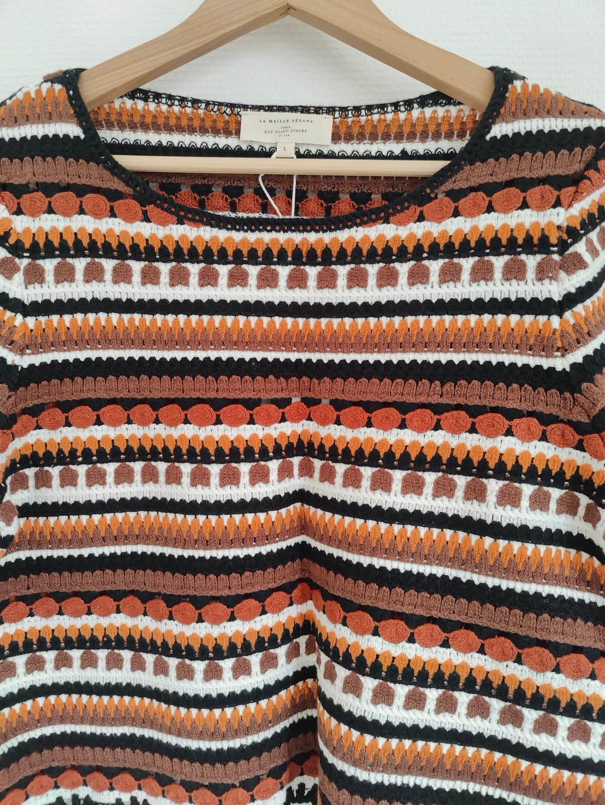 Top court en crochet rayé terracotta Sézane – Taille L — photo 3
