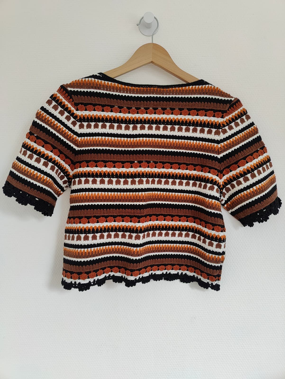 Top court en crochet rayé terracotta Sézane – Taille L — photo 4