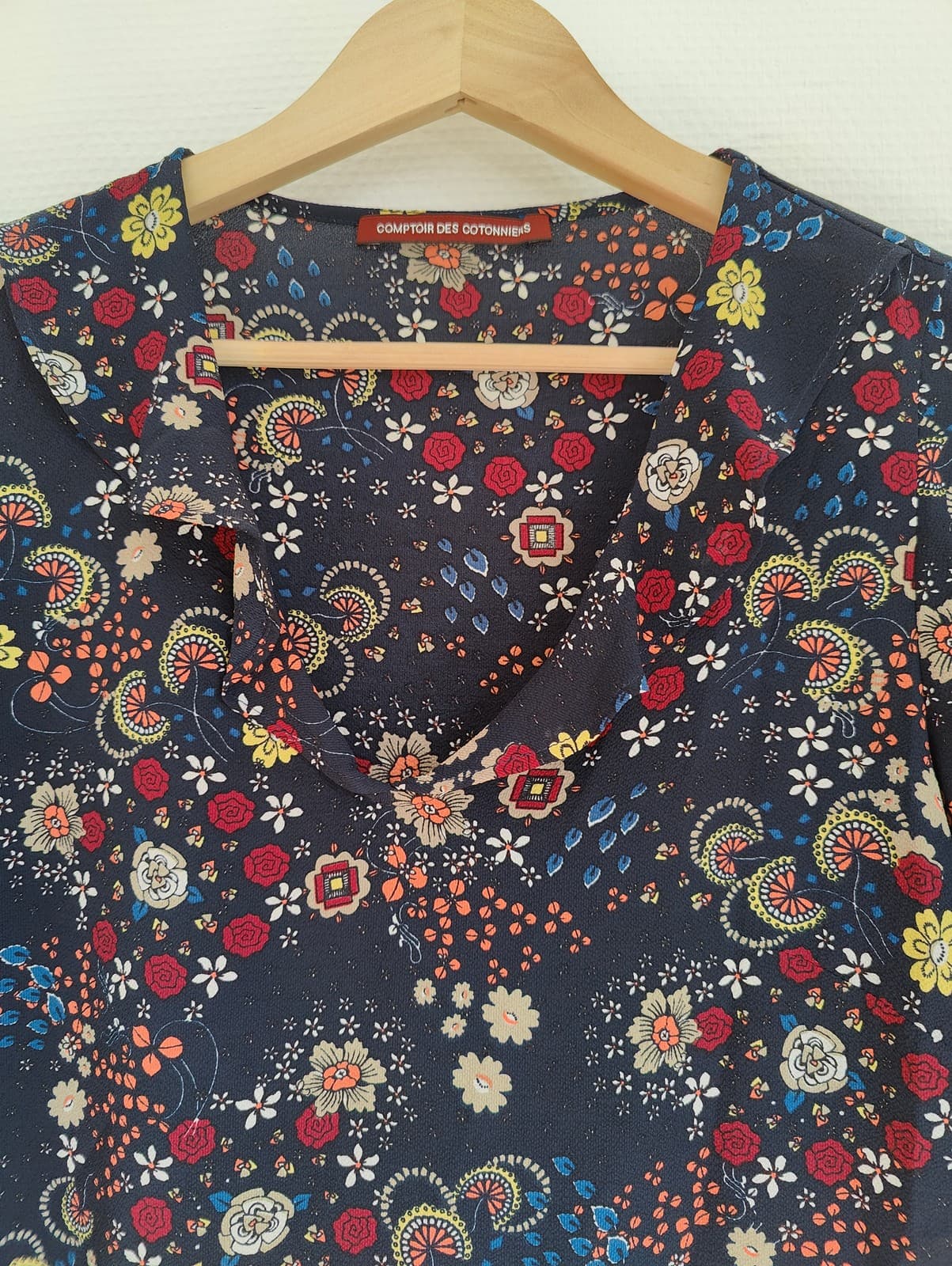 Blouse fleurie bleu marine Comptoir des Cotonniers – Taille 34 — photo 2