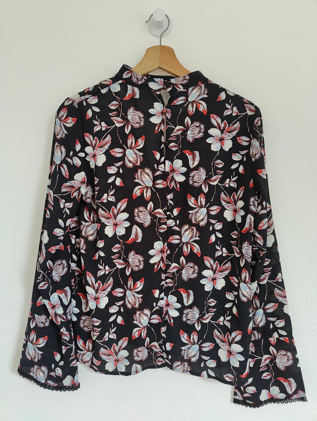 Blouse fleurie noire à manches évasées Morgan – Taille 38 — photo 5