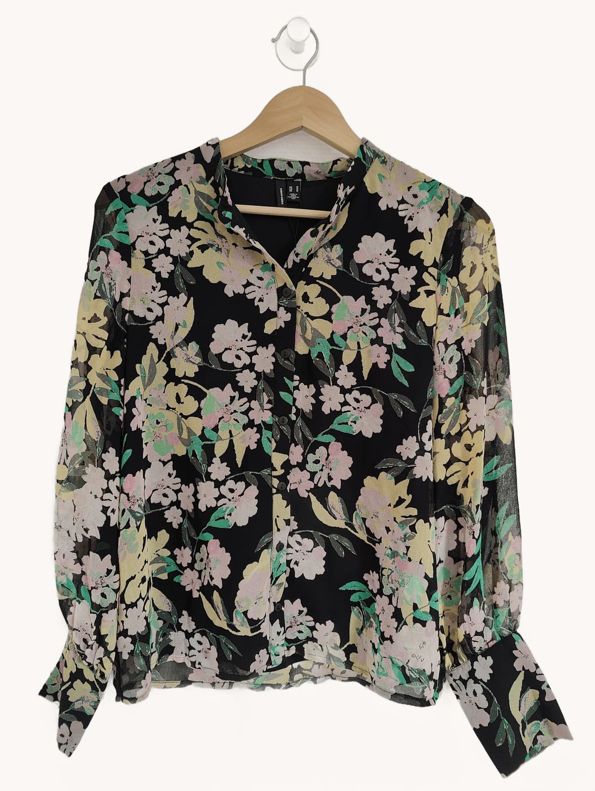 Blouse fleurie noire en mousseline Vero Moda – Taille M — photo 1