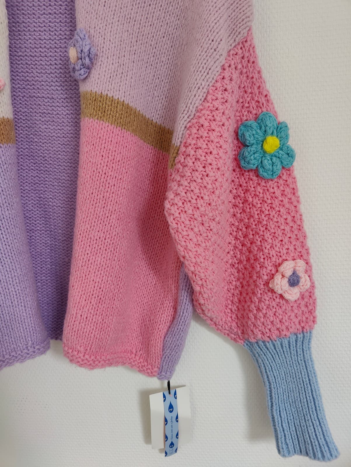 Cardigan colorblock pastel à fleurs au crochet Cider – Taille L — photo 3