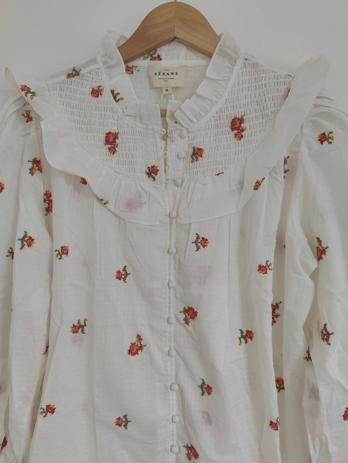 Chemise fleurie à col claudine Sézane – Taille M — photo 2