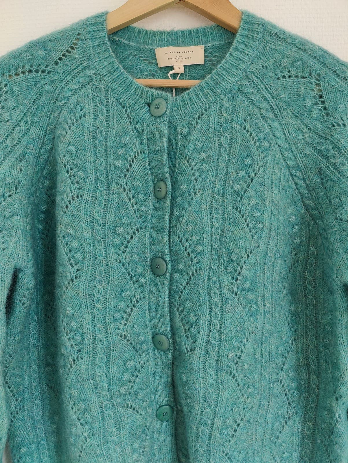 Gilet en maille texturée bleu canard Sézane – Taille S — photo 2
