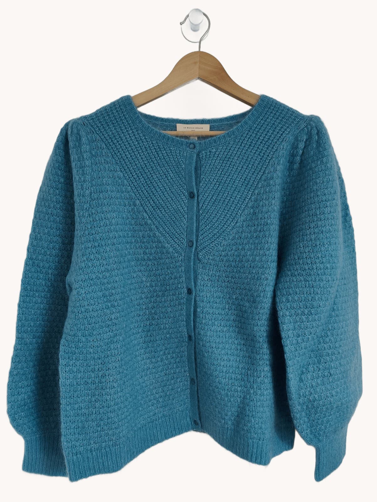Gilet bleu en mohair à manches ballon Sézane – Taille XXL — photo 1