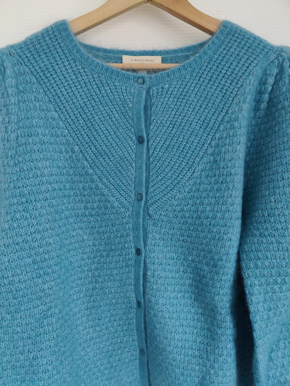 Gilet bleu en mohair à manches ballon Sézane – Taille XXL — photo 2