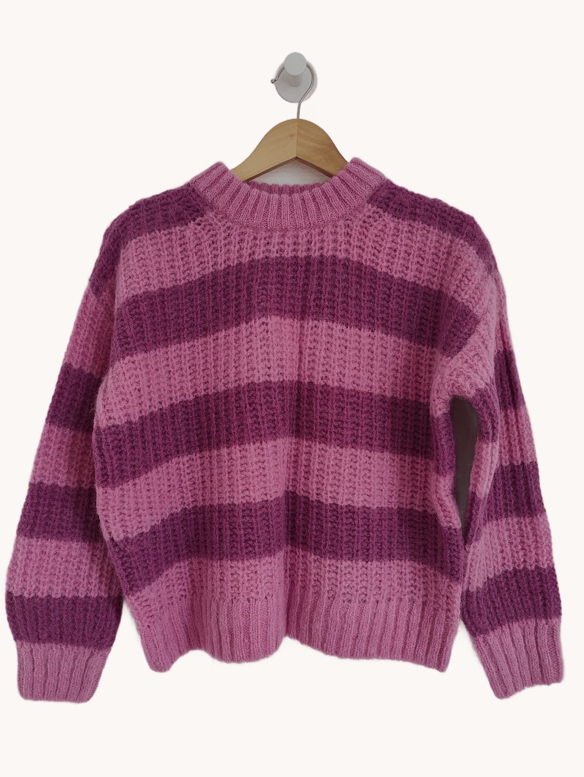 Pull Sézane rayé rose et fuchsia en maille moelleuse – Taille XS — photo 1