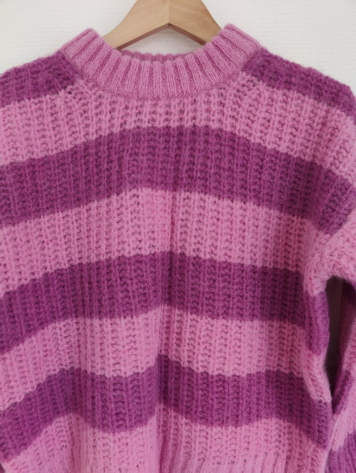 Pull Sézane rayé rose et fuchsia en maille moelleuse – Taille XS — photo 2
