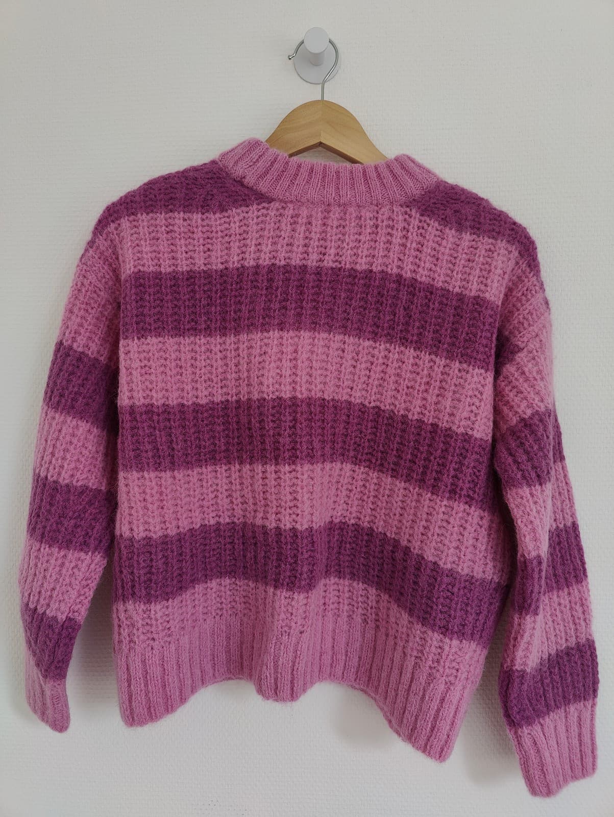 Pull Sézane rayé rose et fuchsia en maille moelleuse – Taille XS — photo 4