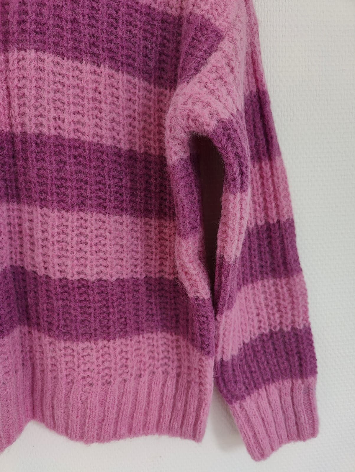 Pull Sézane rayé rose et fuchsia en maille moelleuse – Taille XS — photo 3