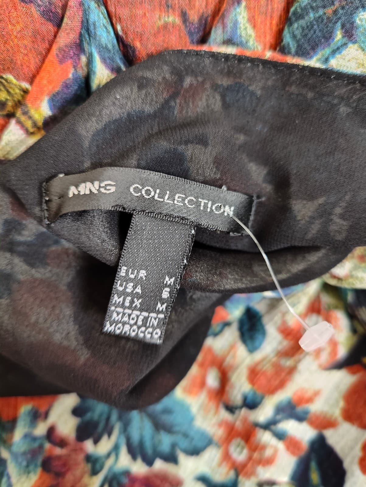 Robe fleurie en mousseline rouille et bleu Mango – Taille M — photo 4