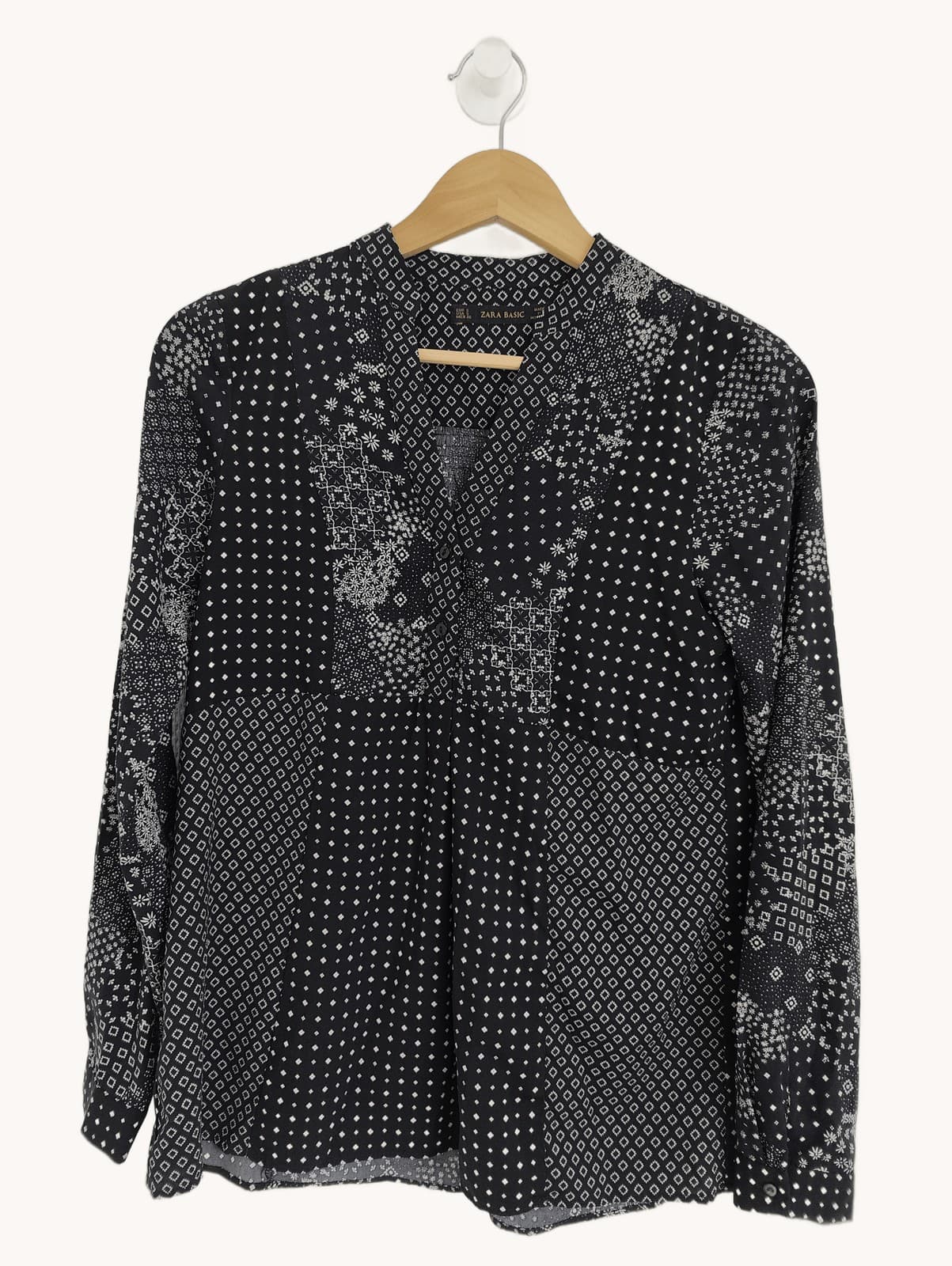 Blouse imprimé patchwork bleu marine Zara – Taille S — photo 1