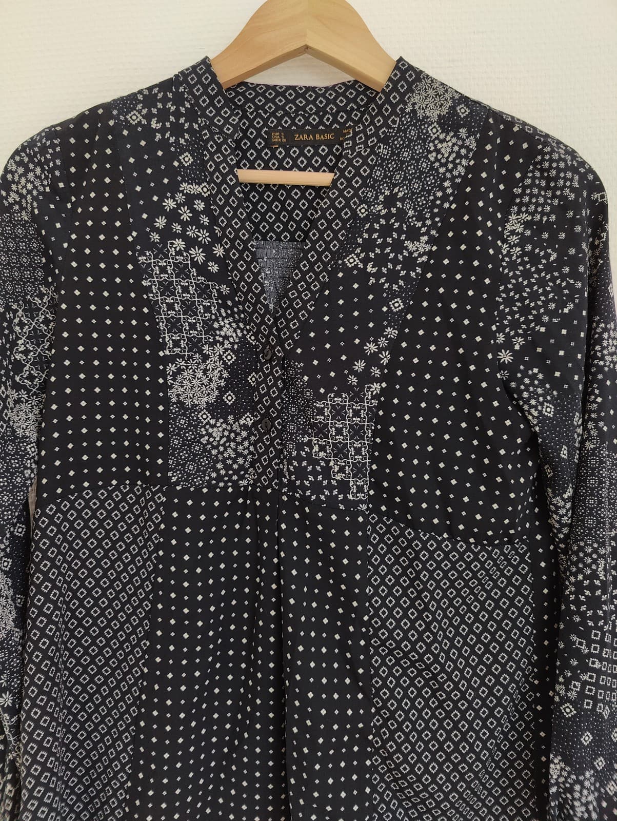Blouse imprimé patchwork bleu marine Zara – Taille S — photo 2