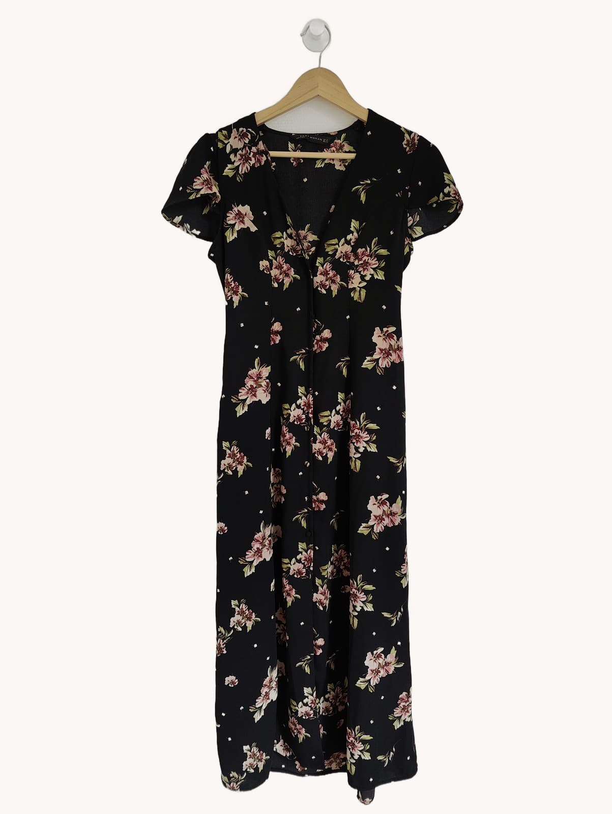 Robe longue fleurie noire boutonnée Zara – Taille XS — photo 1
