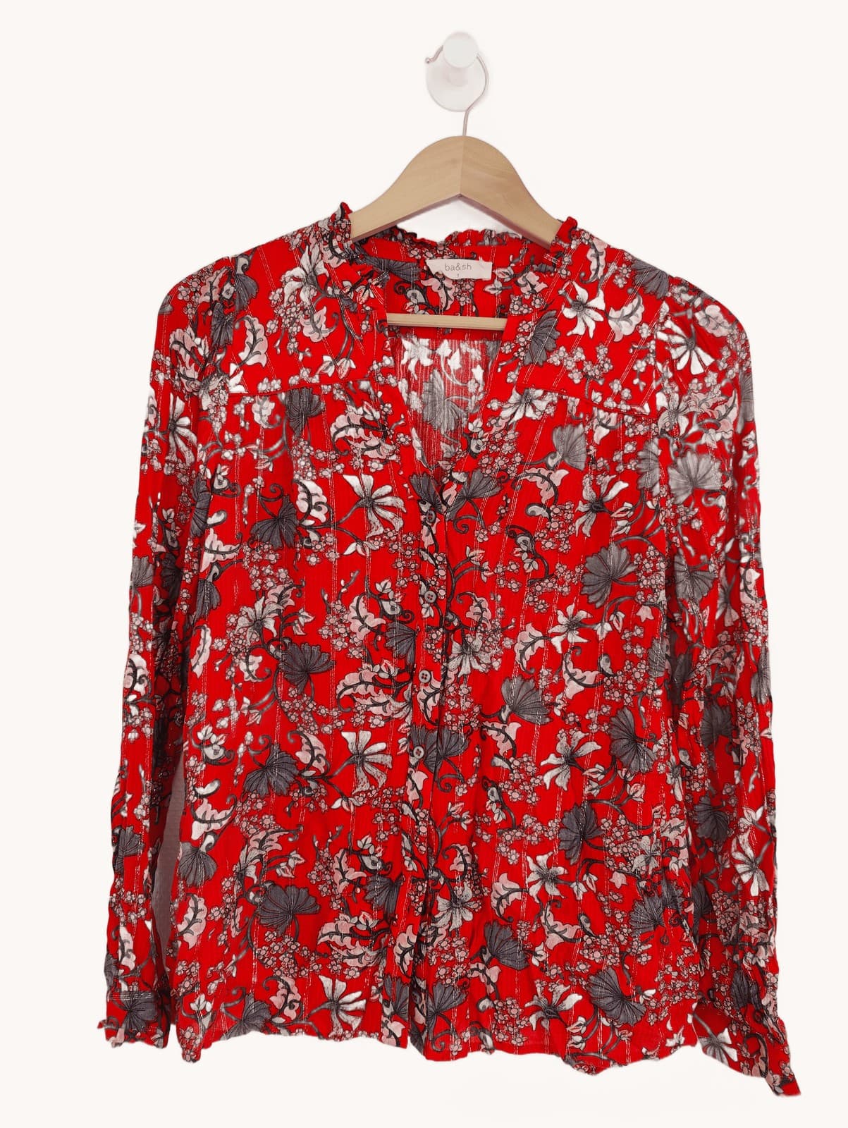 Blouse fluide à fleurs rouge Ba&sh – Taille 1 — photo 1