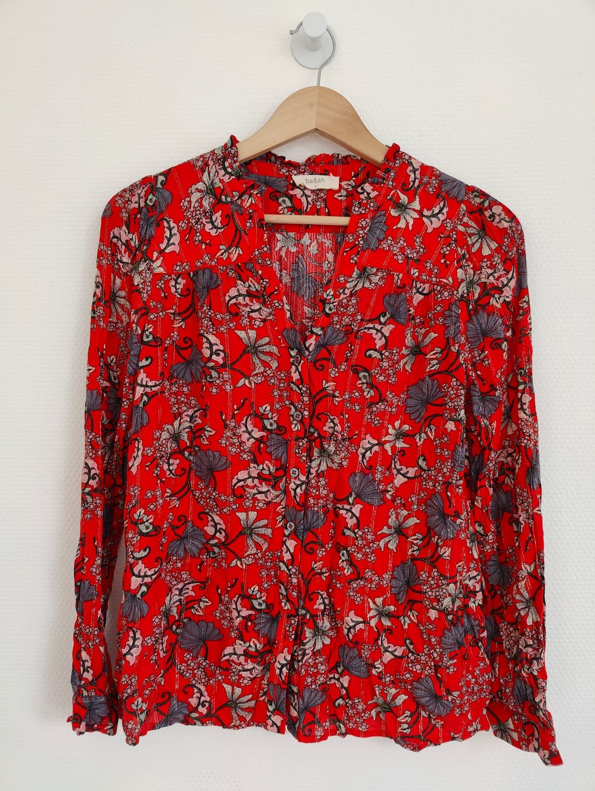 Blouse fluide à fleurs rouge Ba&sh – Taille 1 — photo 2