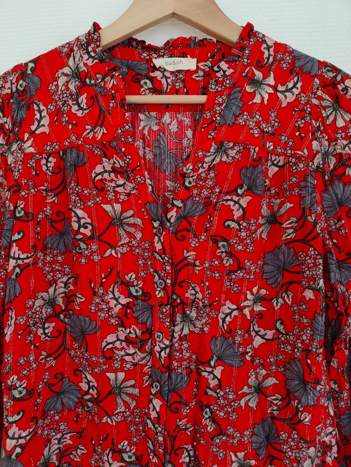 Blouse fluide à fleurs rouge Ba&sh – Taille 1 — photo 3