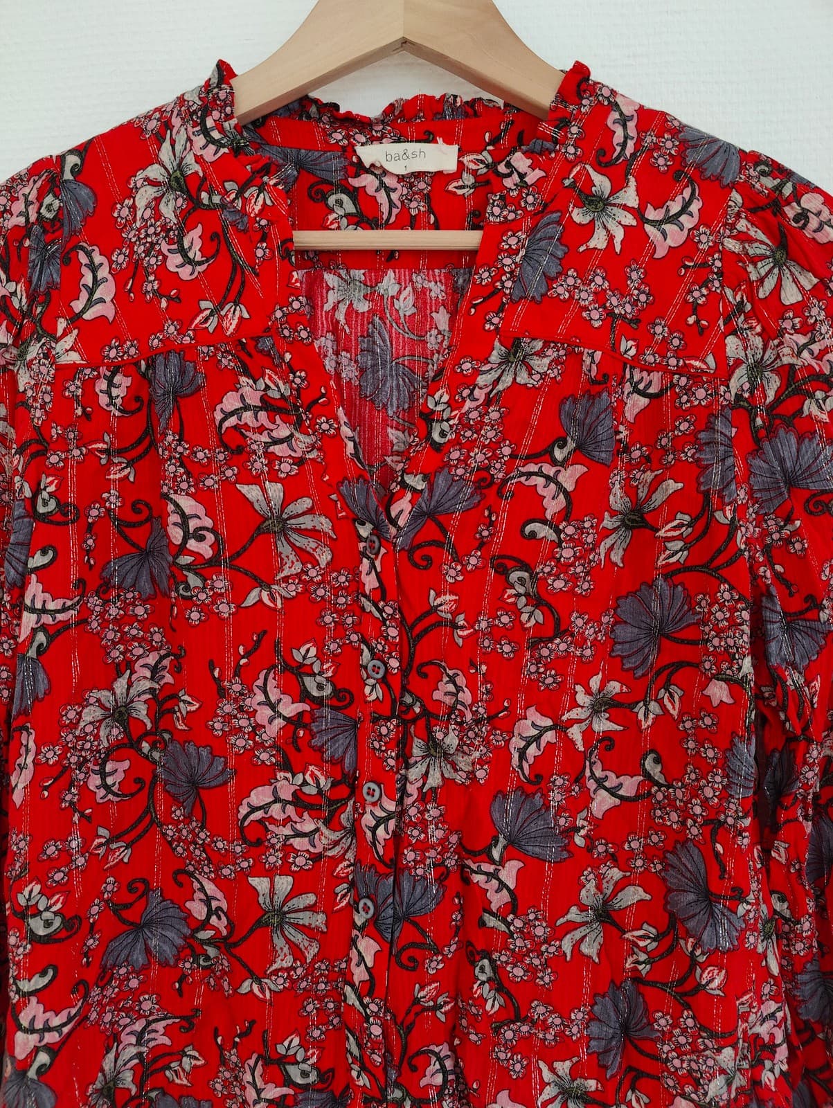 Blouse fluide à fleurs rouge Ba&sh – Taille 1 — photo 4