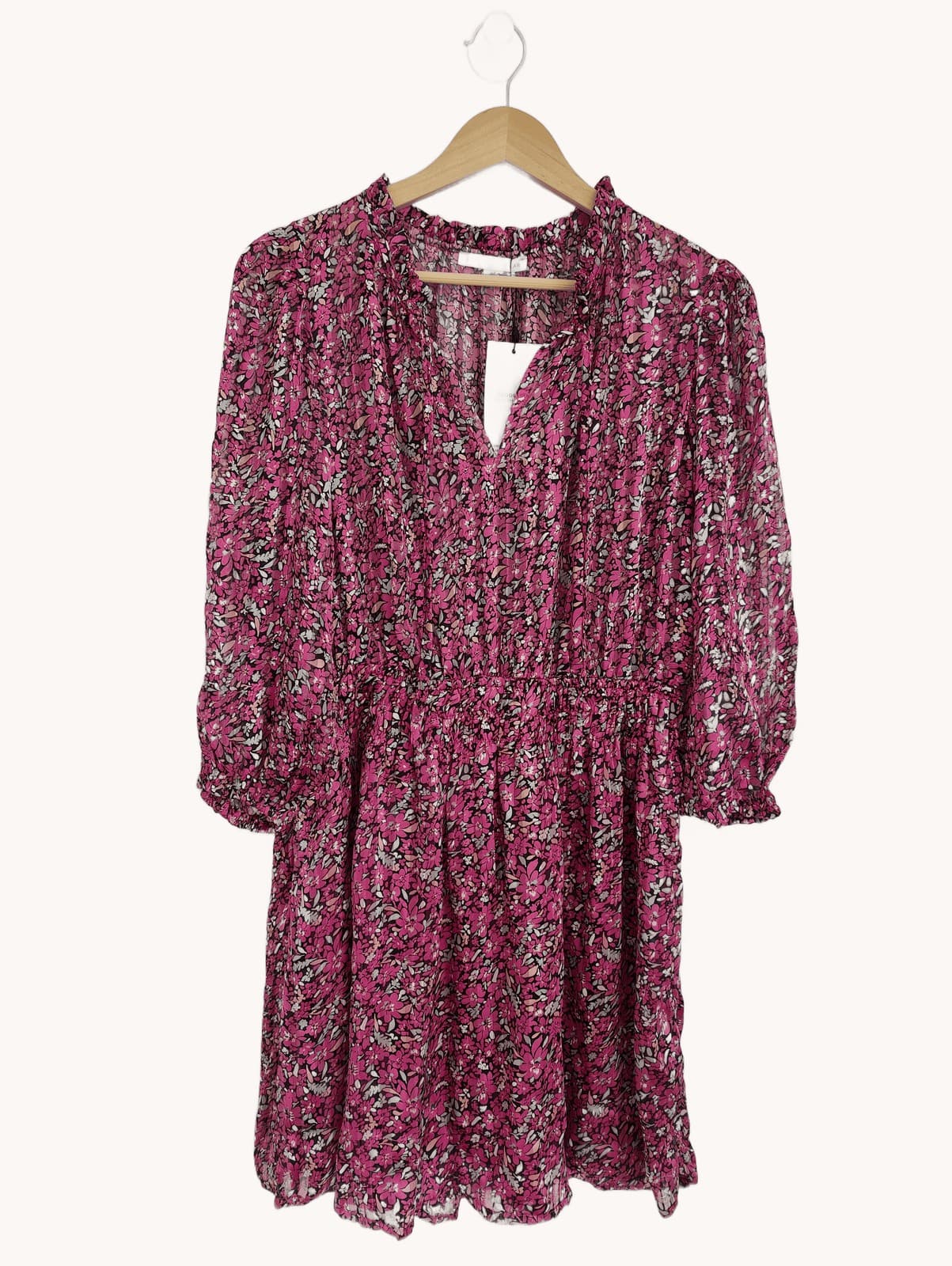 Robe fleurie fuchsia à manches longues Easy Wear – Taille L — photo 1